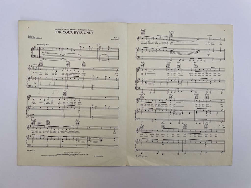 for your eyes only sheetmusic signed roger moore 3