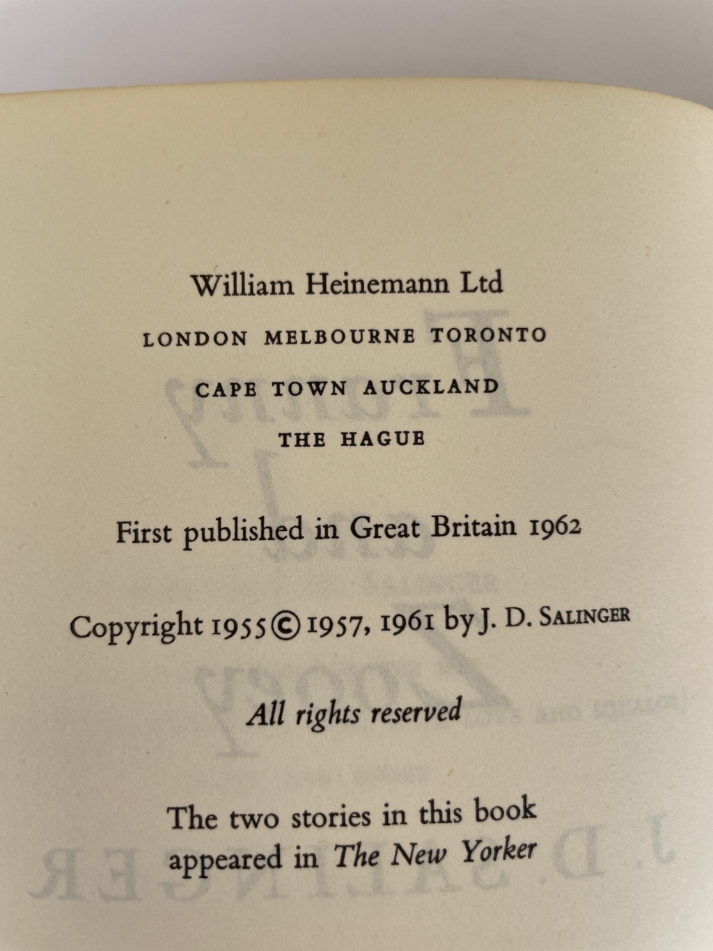 jd salinger franny and zooey first ed2