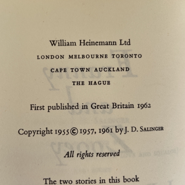 jd salinger franny and zooey first ed2