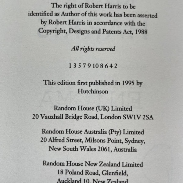 robert harris enigma signed first 5