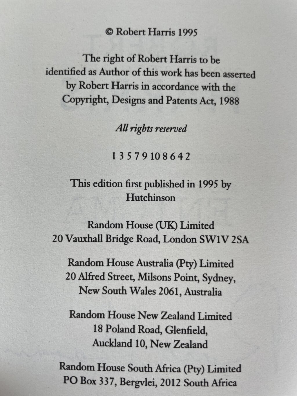 robert harris enigma signed first 5