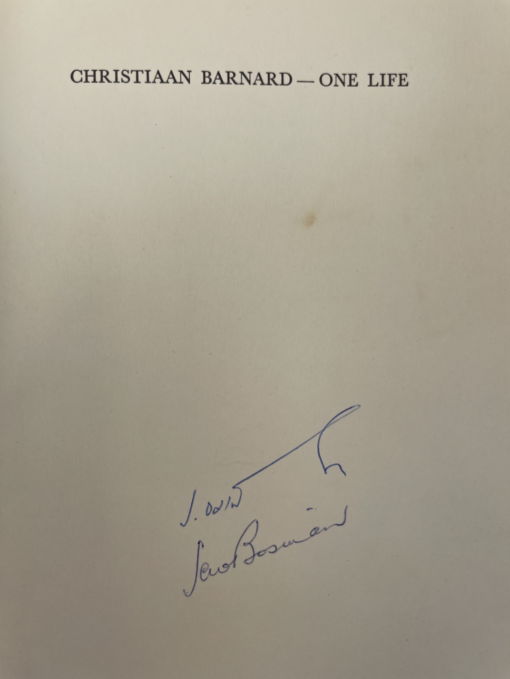 christiaan barnard ine life signed first edition3