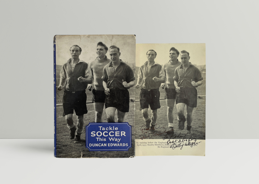 duncan edwards tackle soccer this way with signed card 1