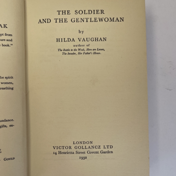 hilda vaughan the soldier and the gentlewoman first ed2