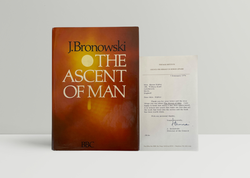 j bronowski the ascent of man with signed letter 1
