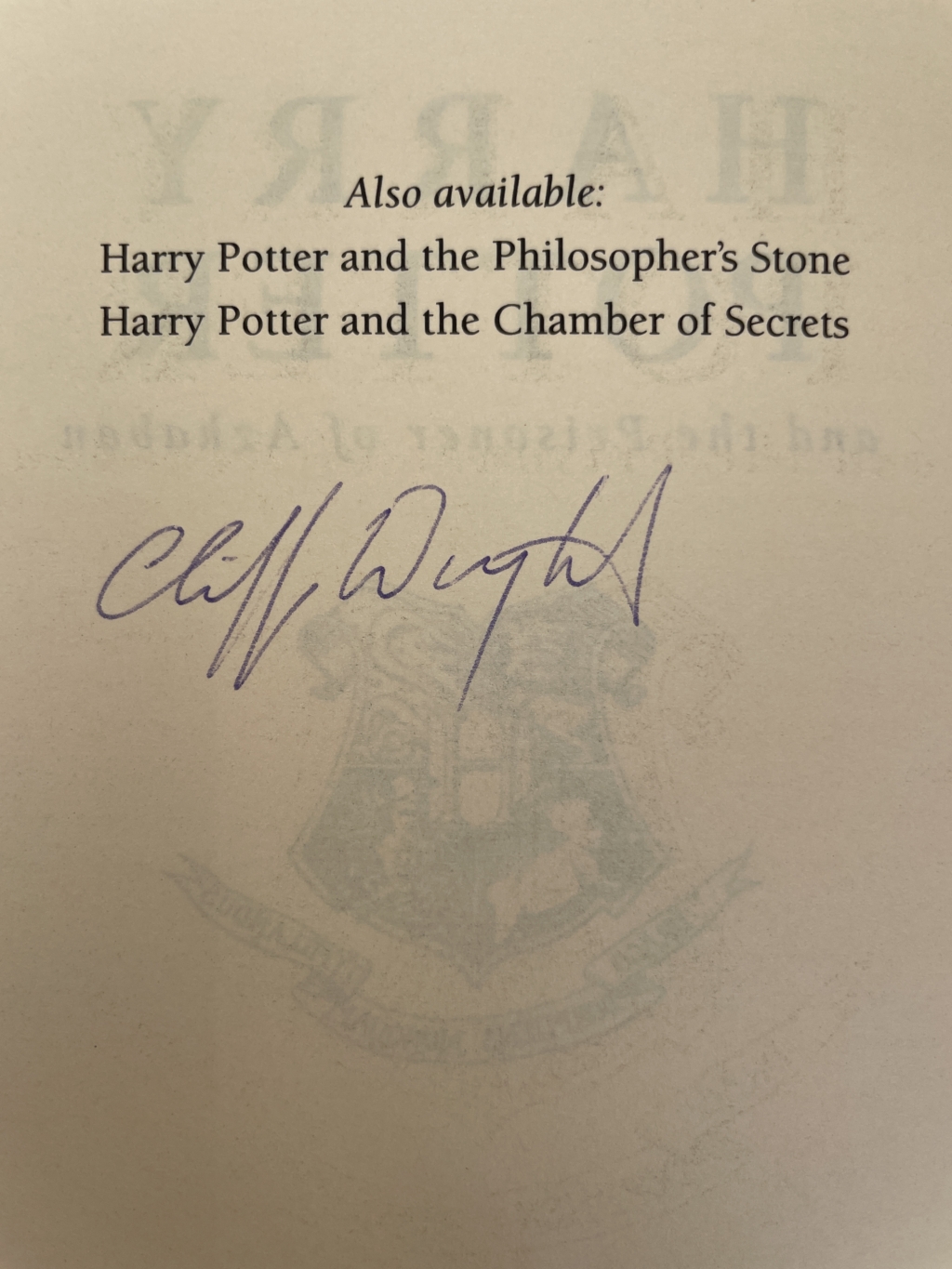 jk rowling hpatpoa signed by cliff wright first 2
