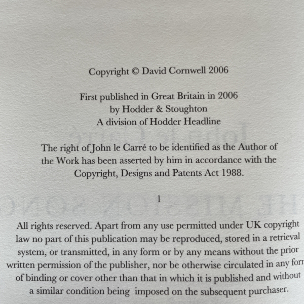 john le carre mission song first edition2