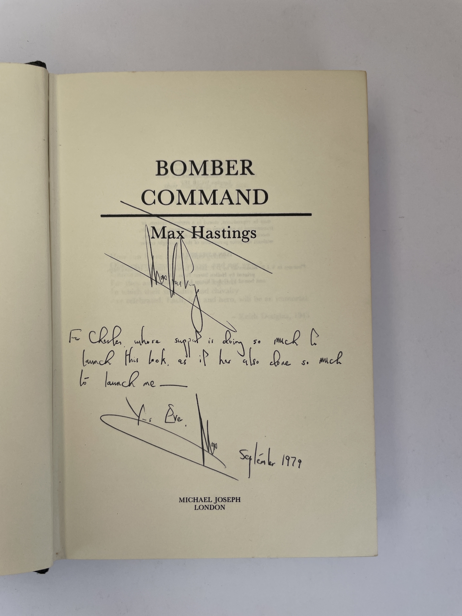 max hastings bomber command signed first edition2