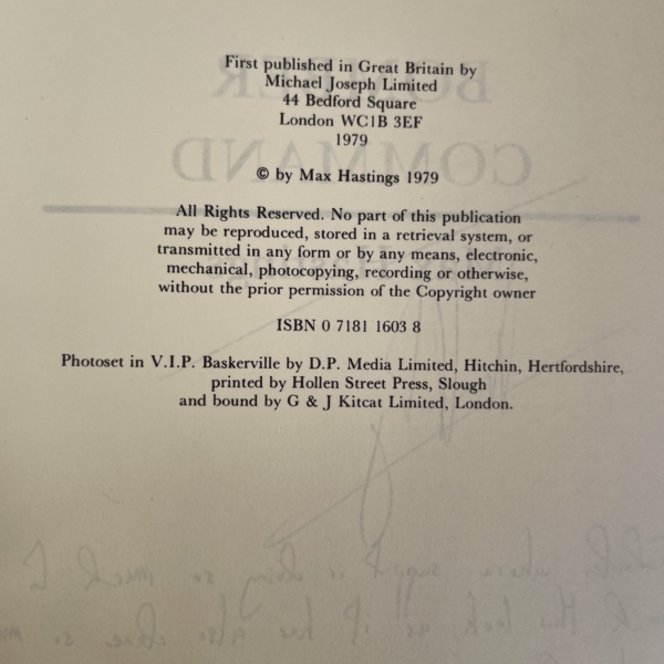 max hastings bomber command signed first edition3