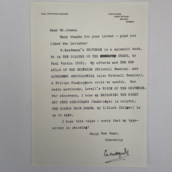 patrick moore exploring the night sky with signed letter first5