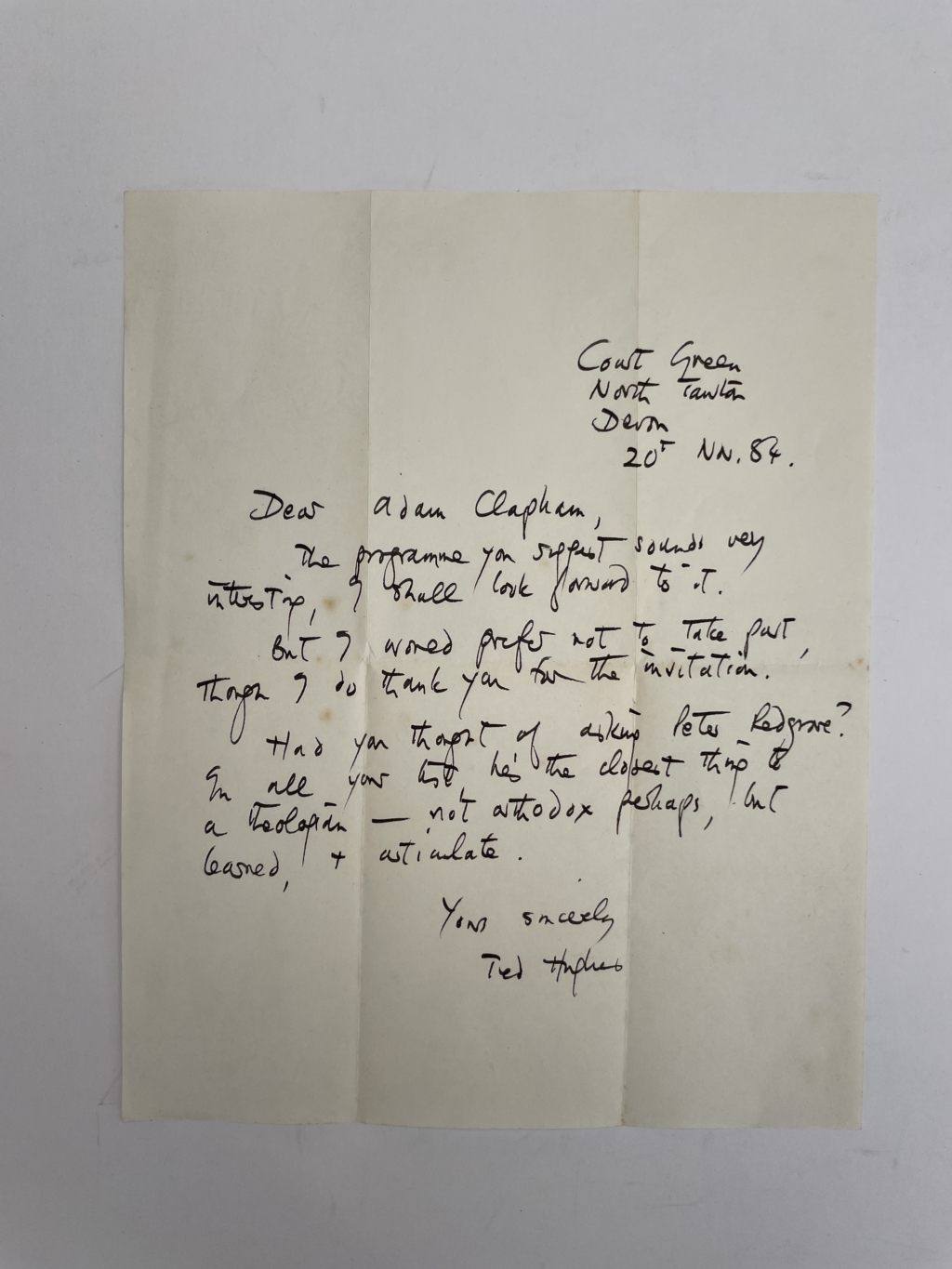 ted hughes what is the truth with signed letter5