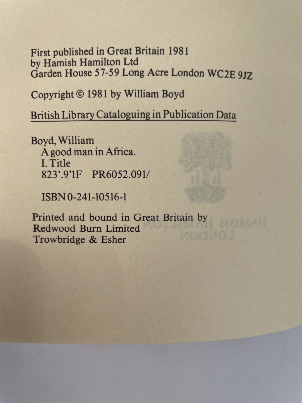william boyd a good man in africa signed first 3