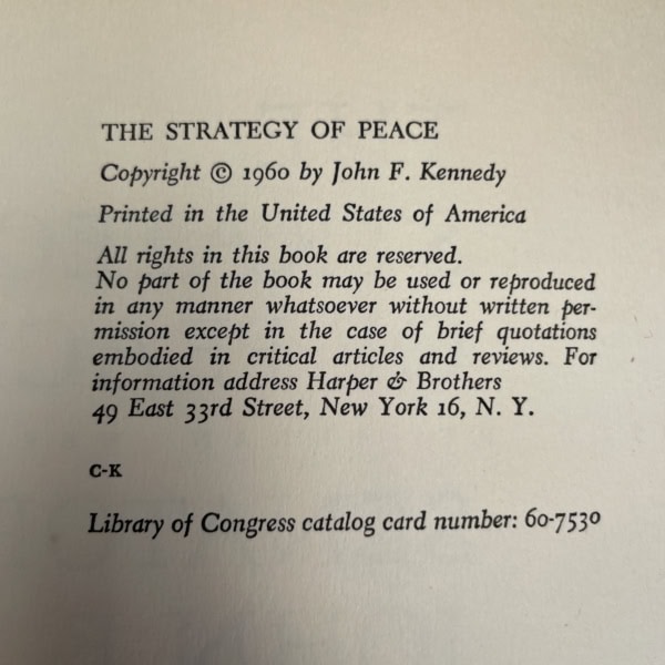 jfk the stratergy of peace signed first ed3
