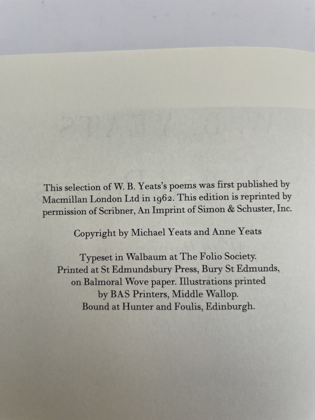 wb yates selected poems folio2