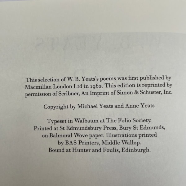 wb yates selected poems folio2