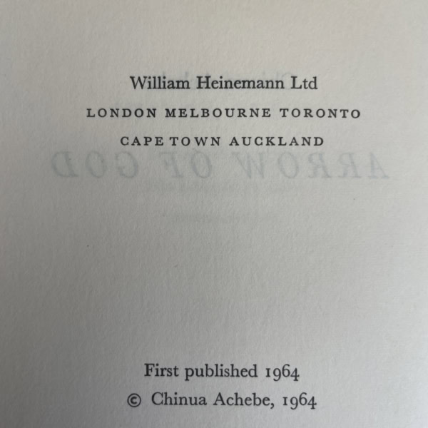 chinua achebe arrow of god first edition2