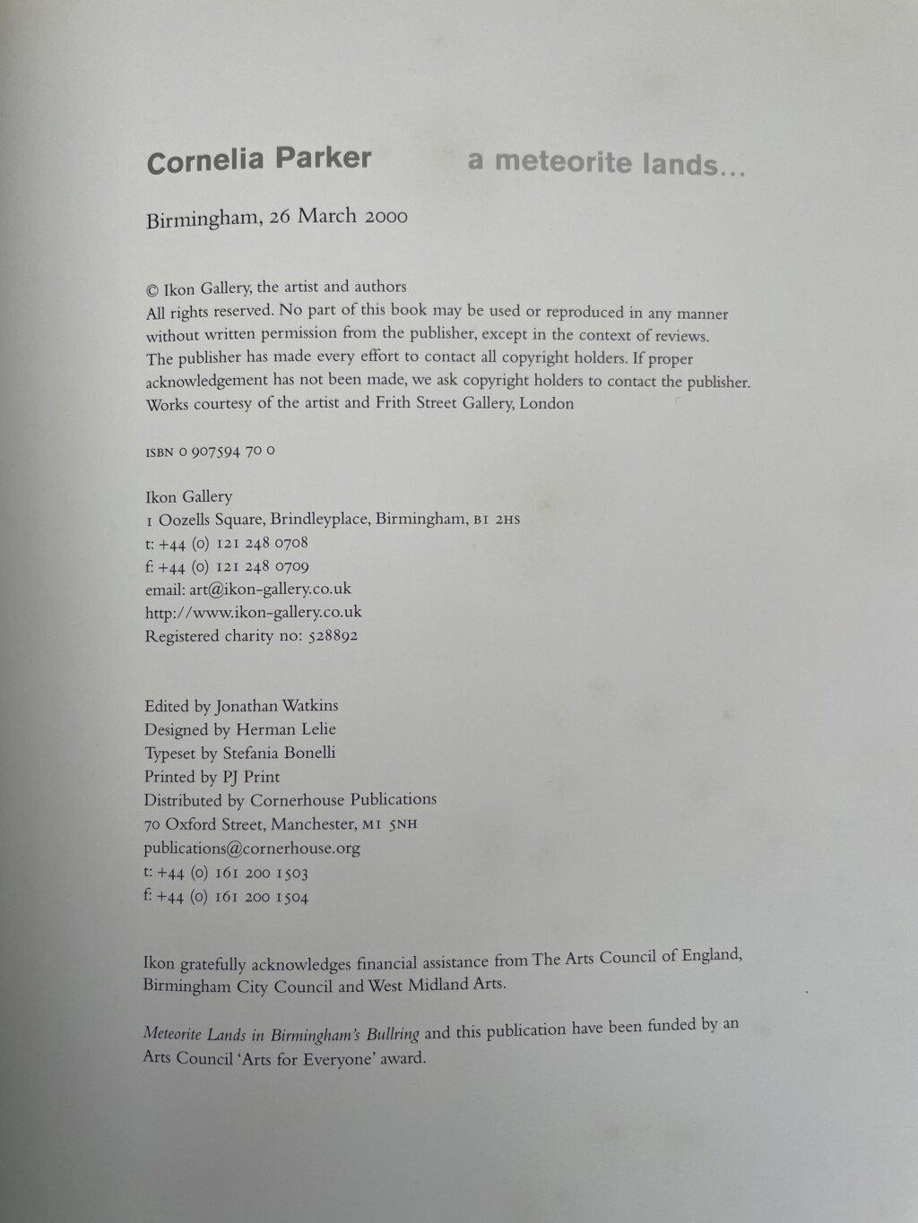 cornelia parker a meteorite lands first ed2