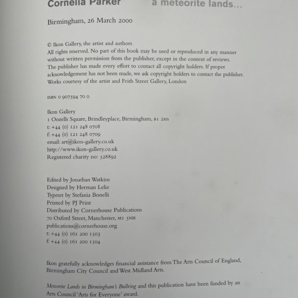 cornelia parker a meteorite lands first ed2