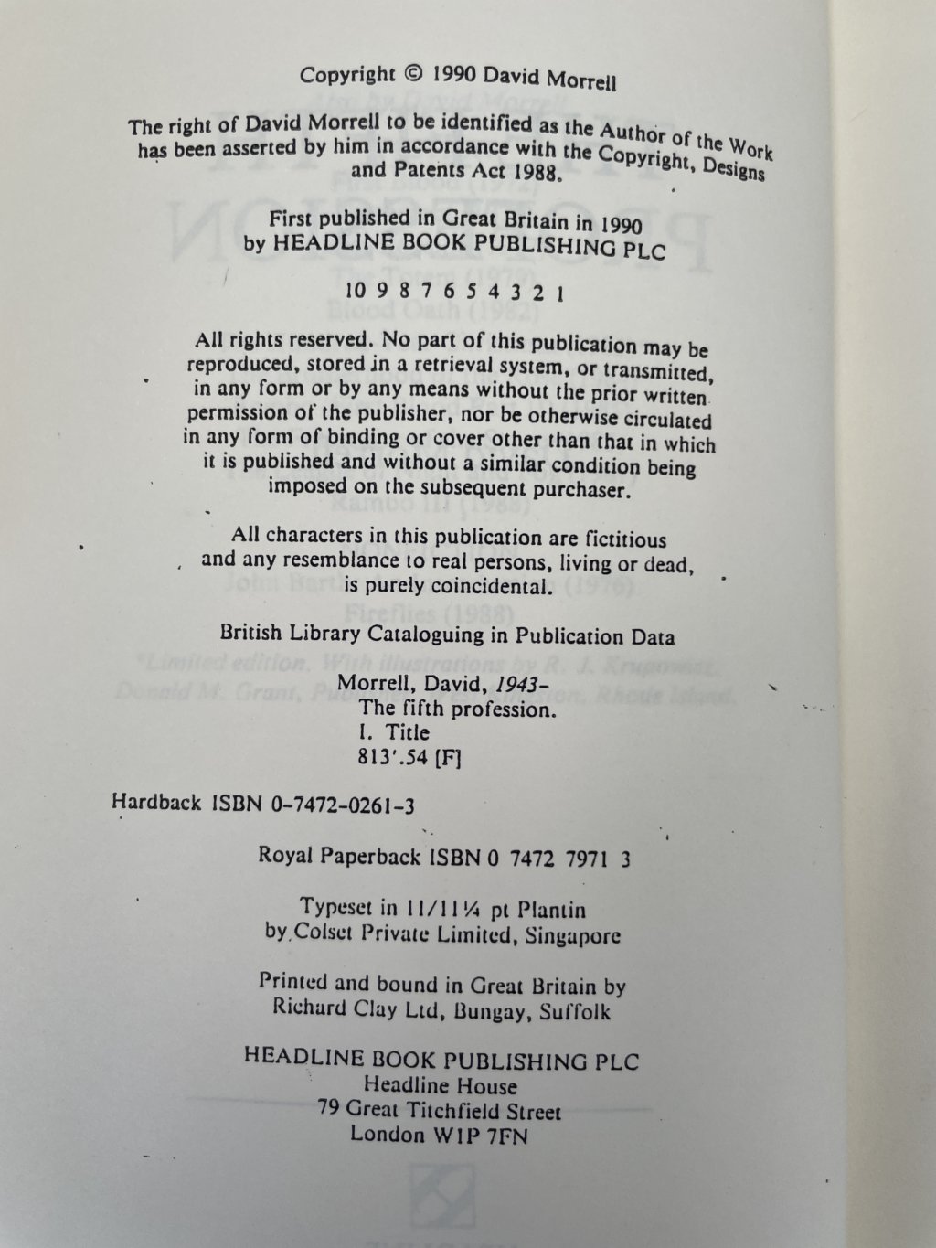 david morrell the fifth profession proof2