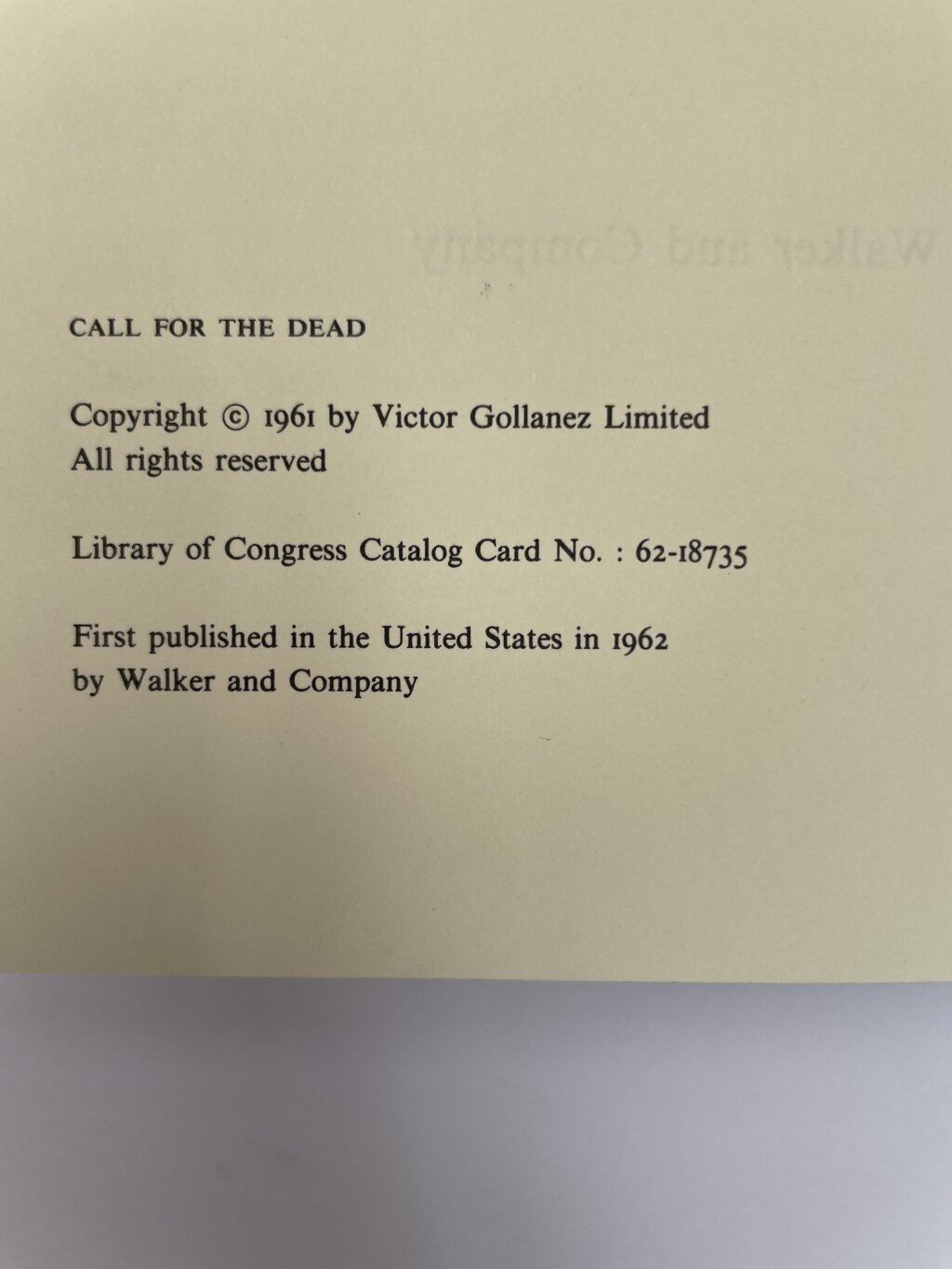 john le carre call for the dead first us ed2