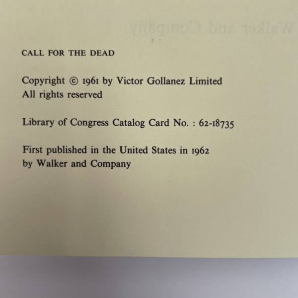 john le carre call for the dead first us ed2