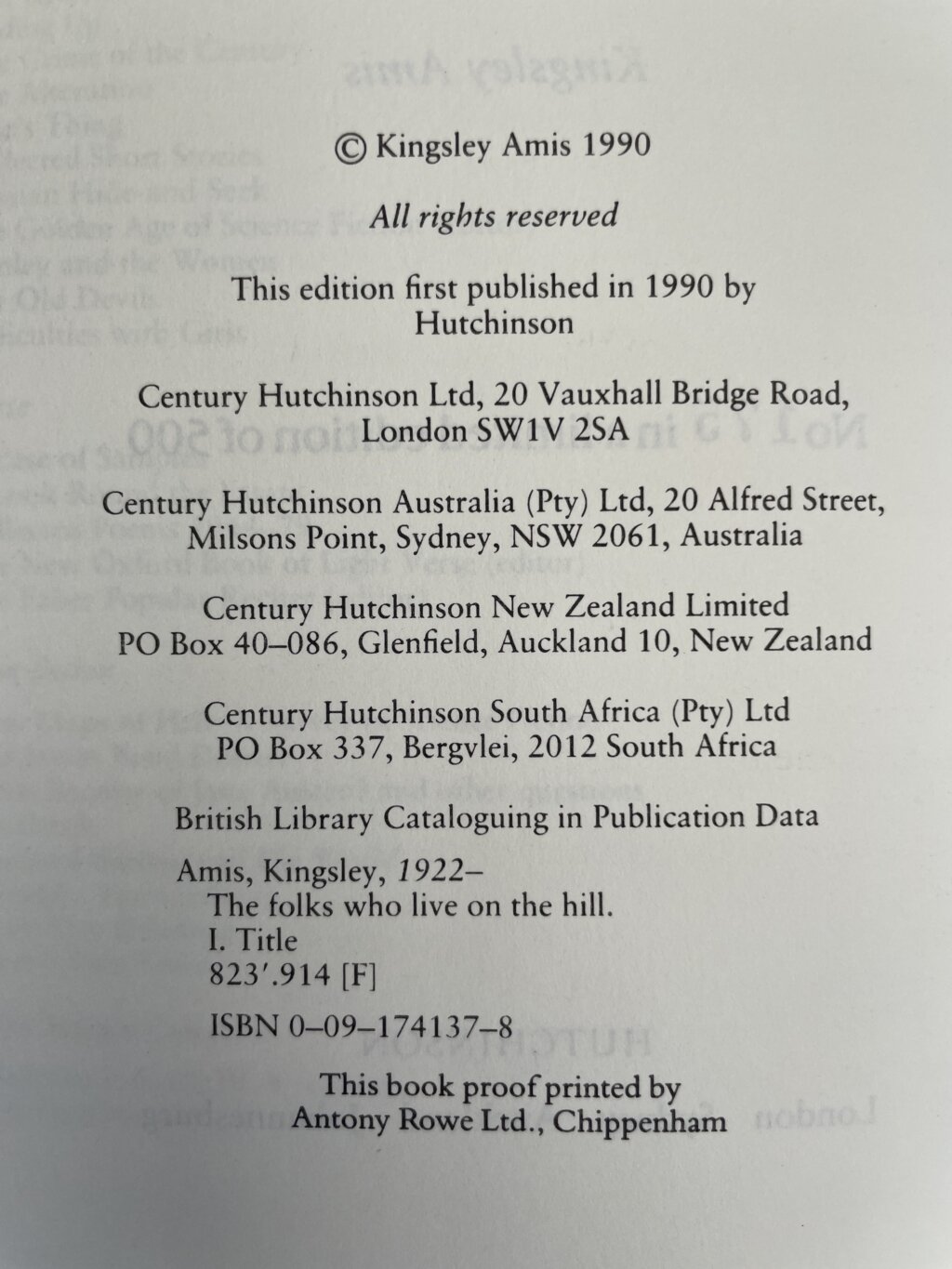 kingsley amis the folks that live n the hill proof3