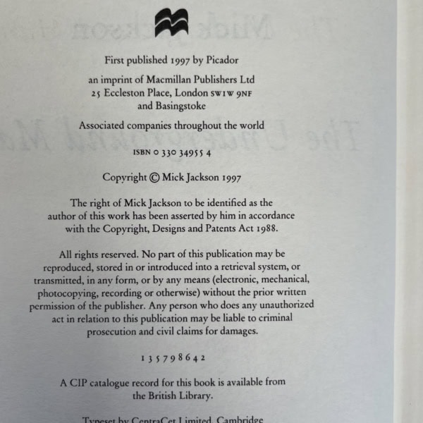 mick jackson the underground man first edition2