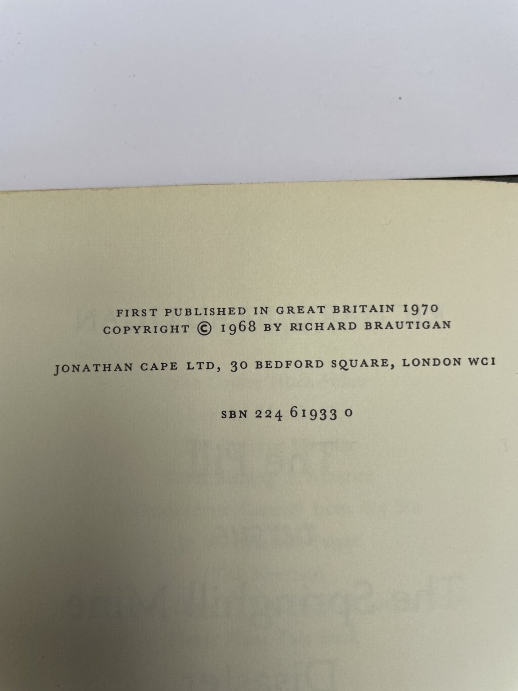 richard brautigan the pill versus the springhill mine disaster first 2