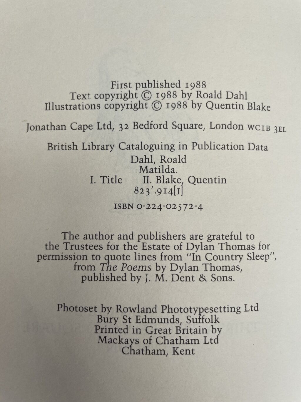 roald dahl matilda first edition with proof 2