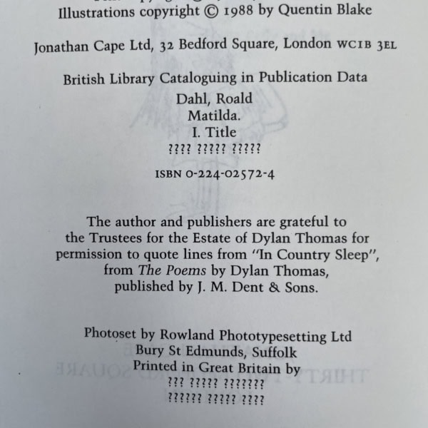 roald dahl matilda first edition with proof 3
