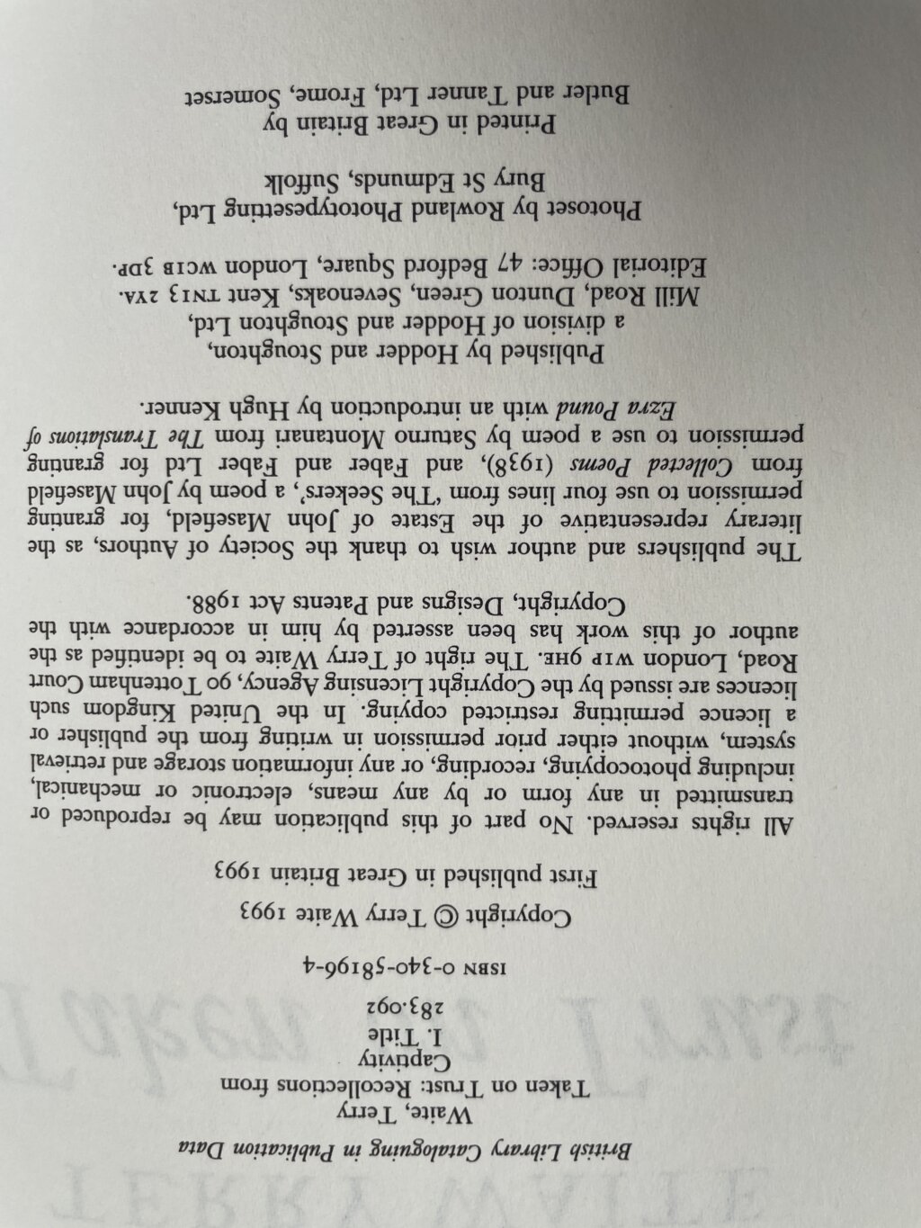 terry waite taken on trust signed first3