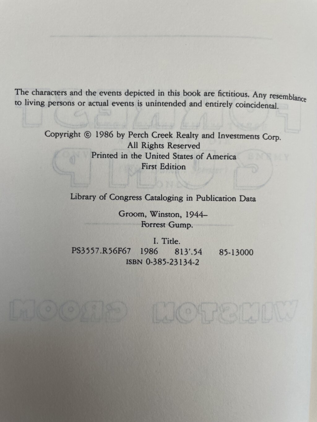 winston groom forrest gump first us ed2