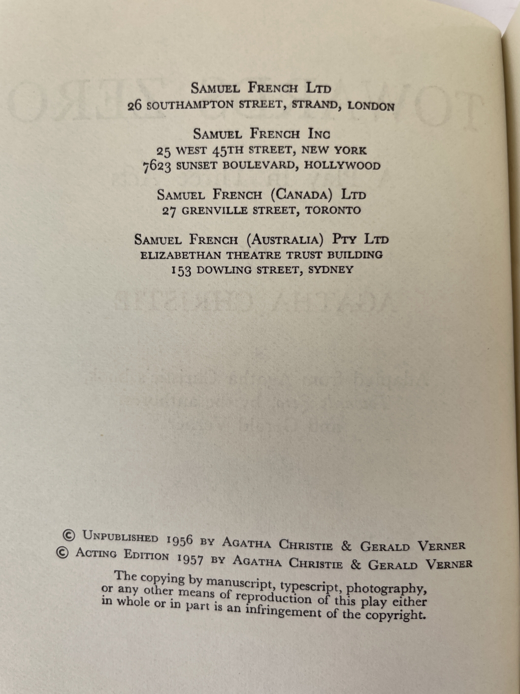agatha christie towards zero a play first 2