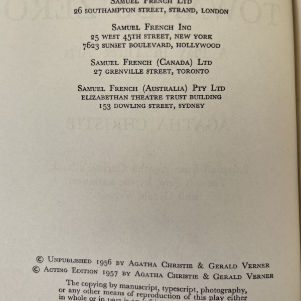 agatha christie towards zero a play first 2