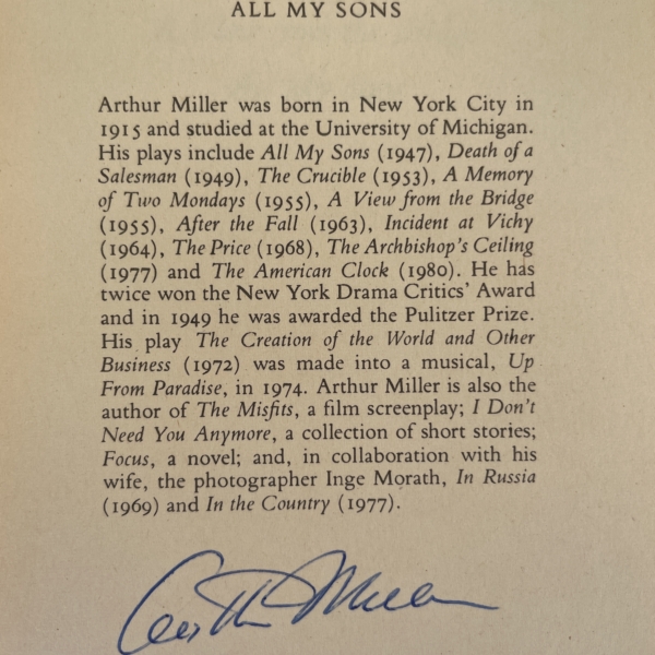 arthur miller a view from the bridge signed2