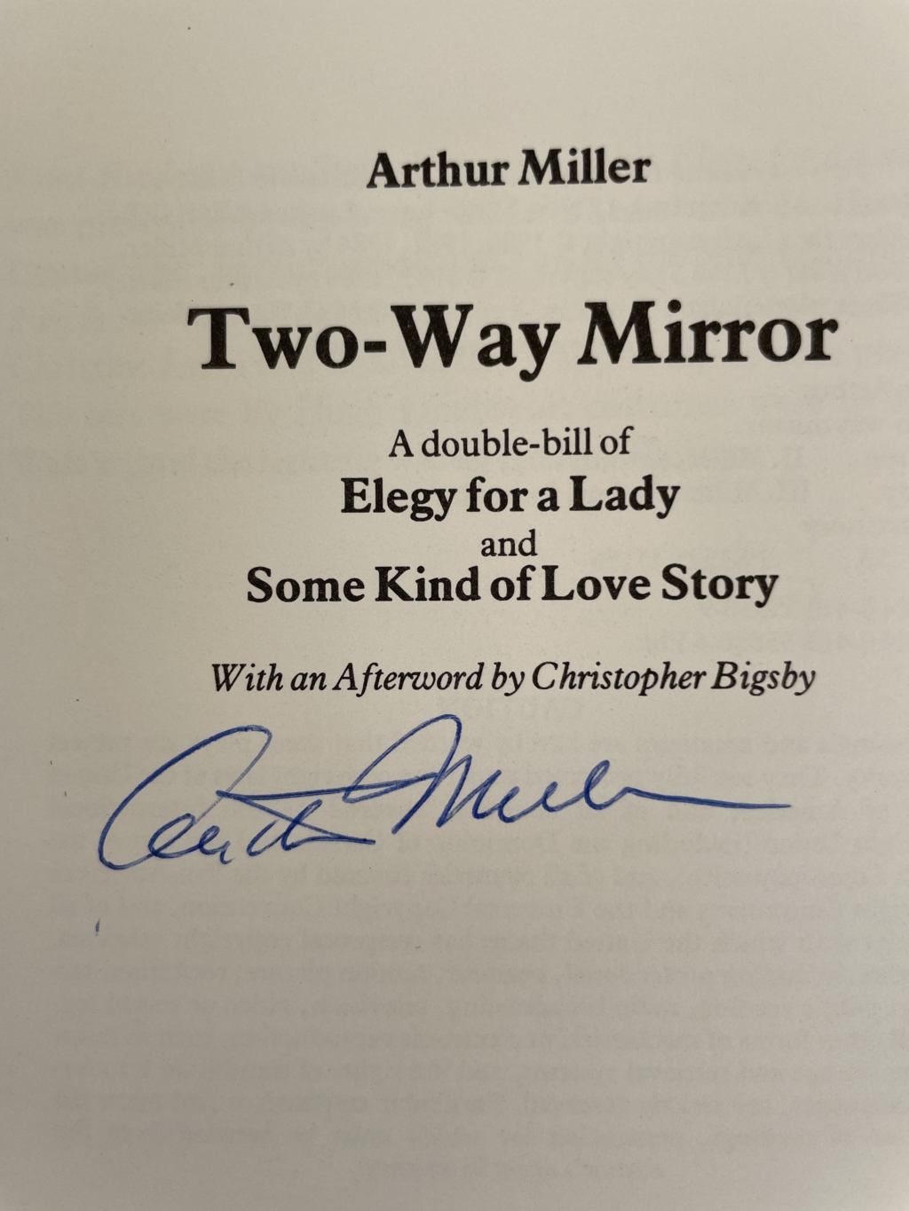 arthur miller two way mirror signed first pback 2