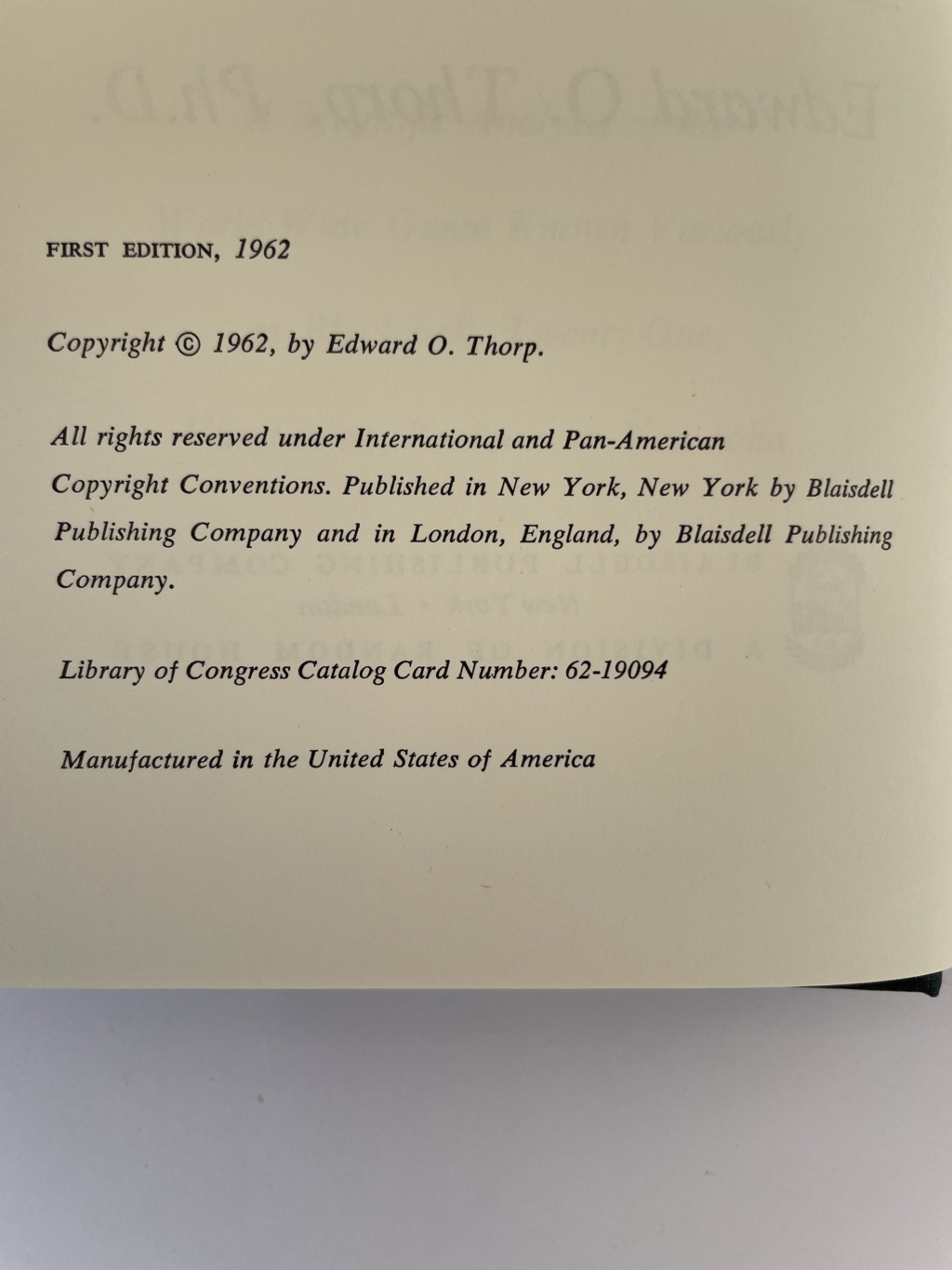edward o thorp beat the dealer first2