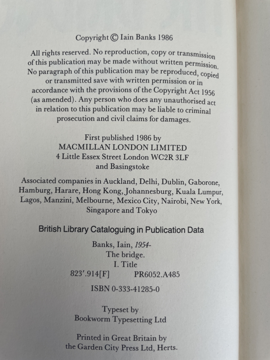 iain banks the bridge first edi2