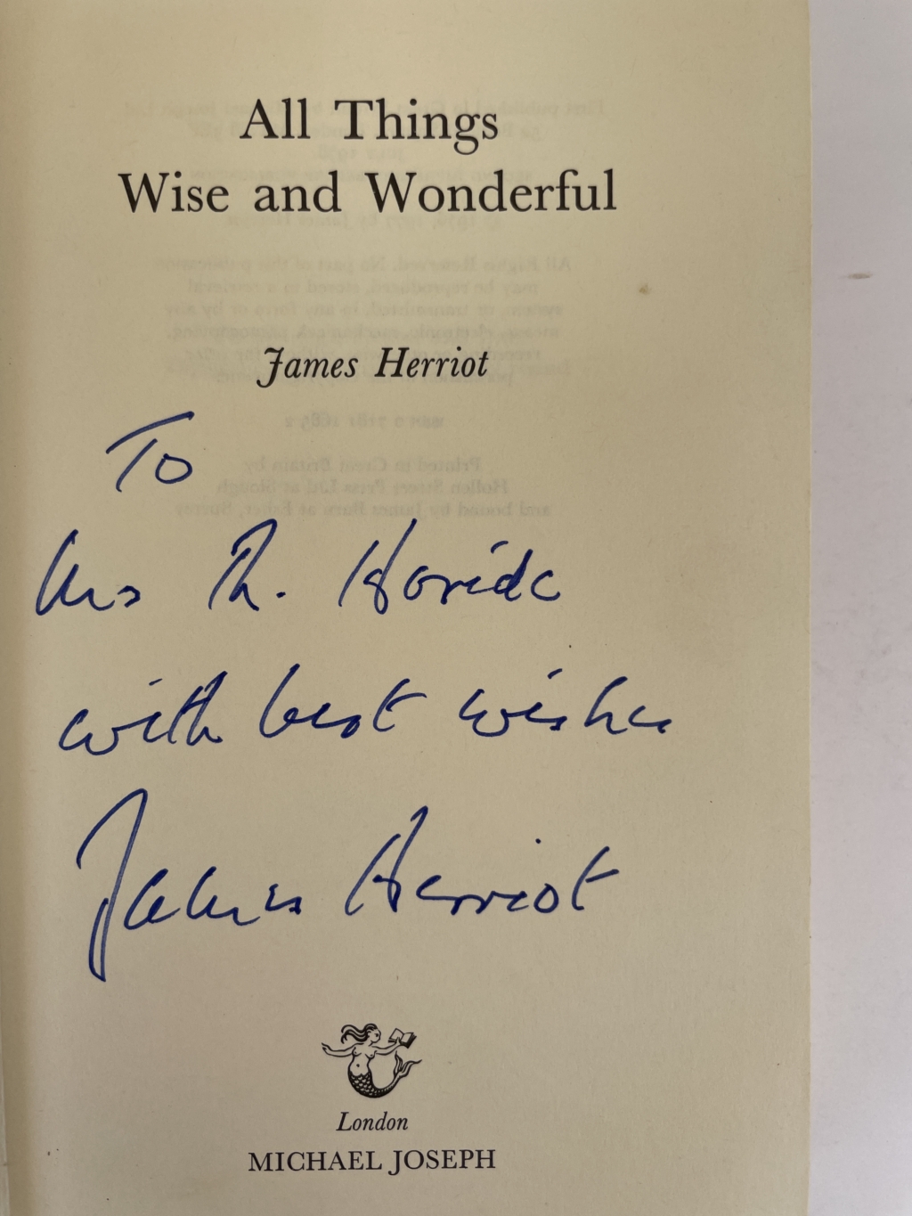 james herriot all things wise and wonderful signed first 2