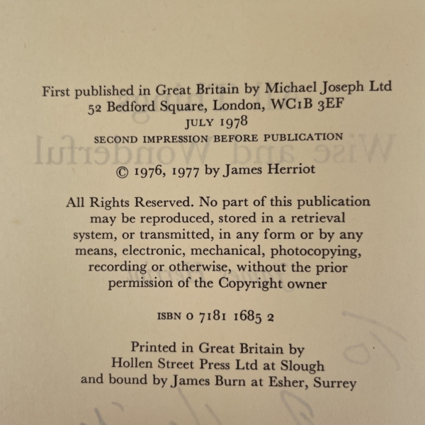 james herriot all things wise and wonderful signed first 3