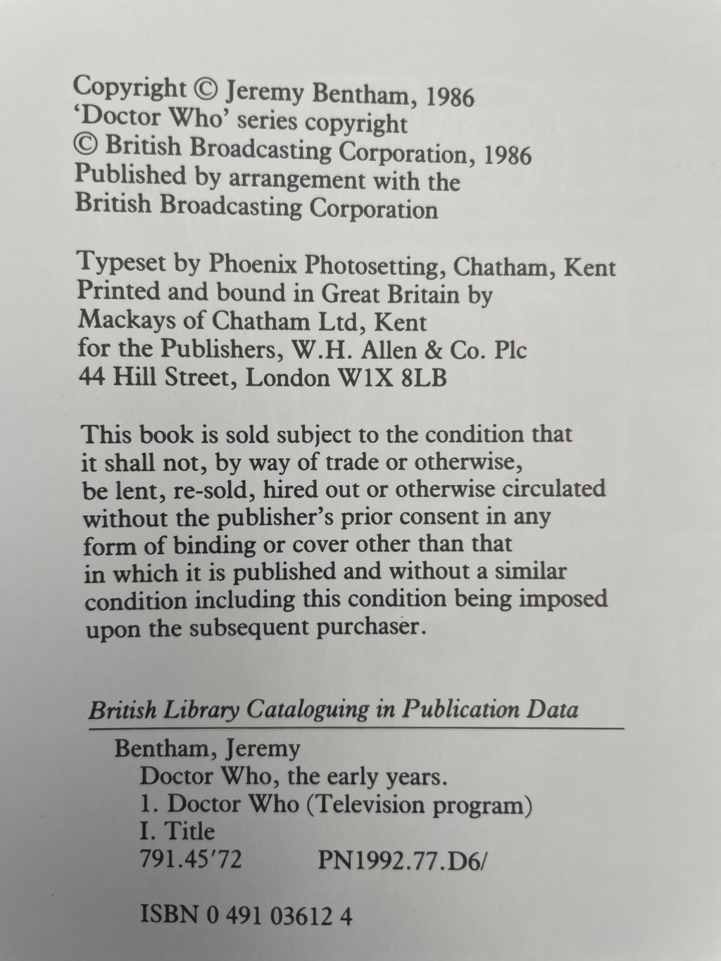 jeremy bentham doctor who the early years signed first3