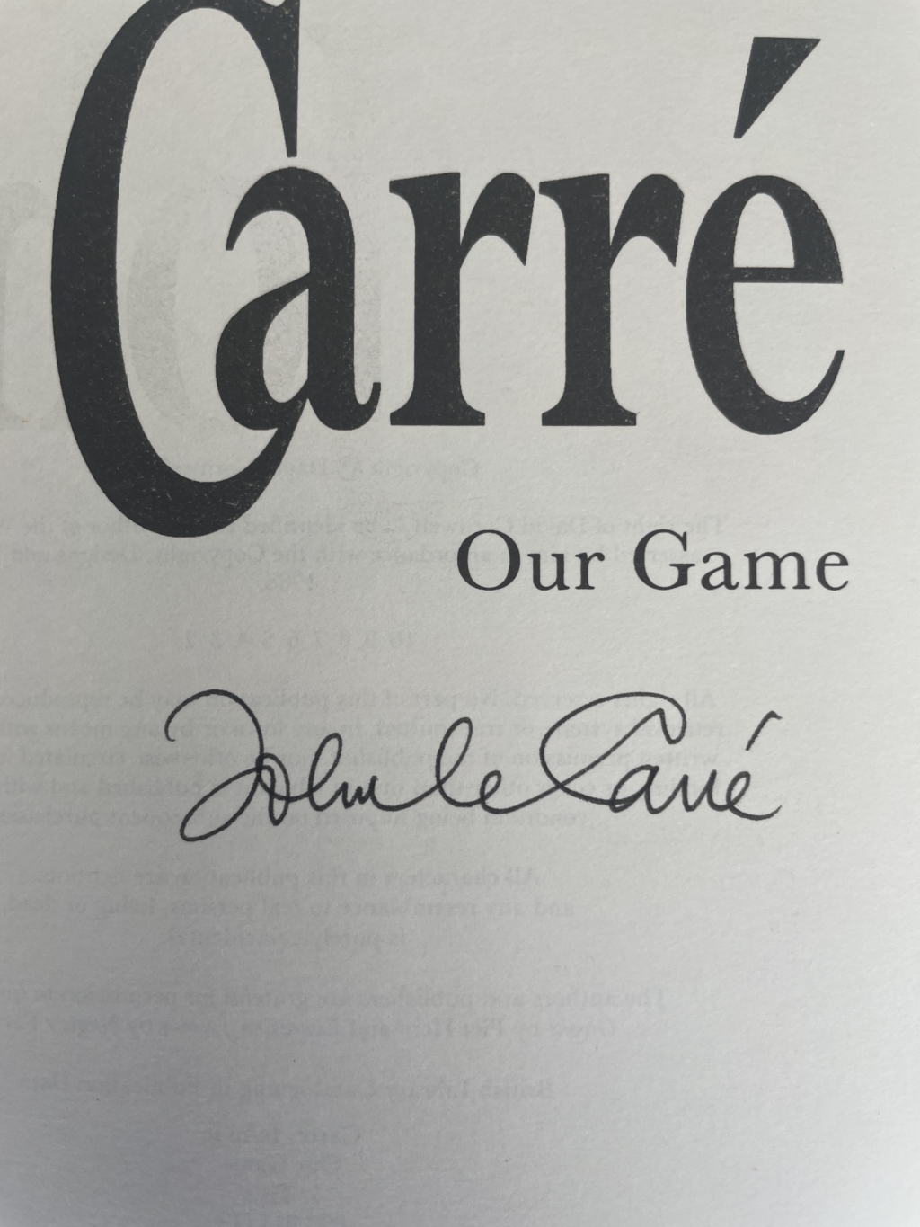 john le carre our game signed 2