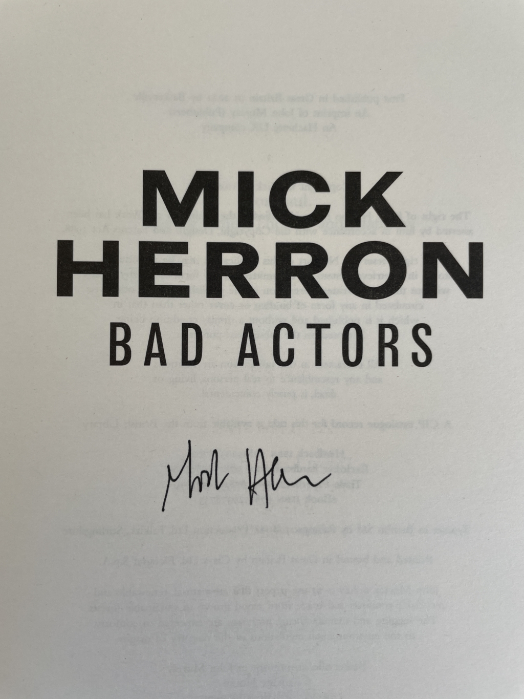 mick herron bad actors signed first 2