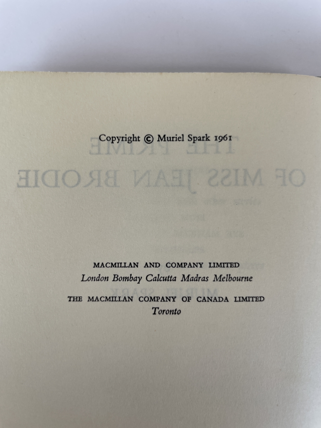 muriel spark the prime of miss jean brodie first ed2