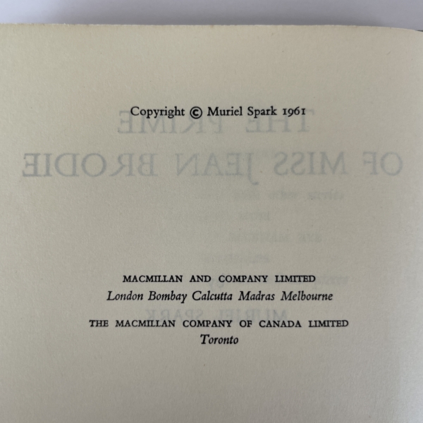 muriel spark the prime of miss jean brodie first ed2