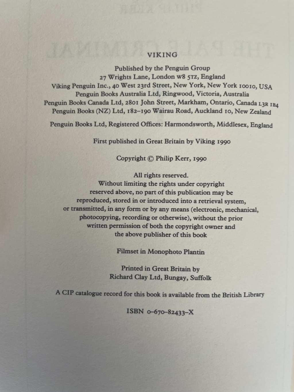 philip kerr the pale criminal first edi2