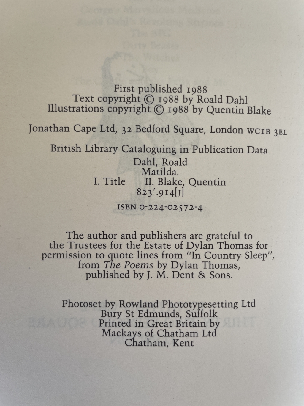 roald dahl matilda first edi 2