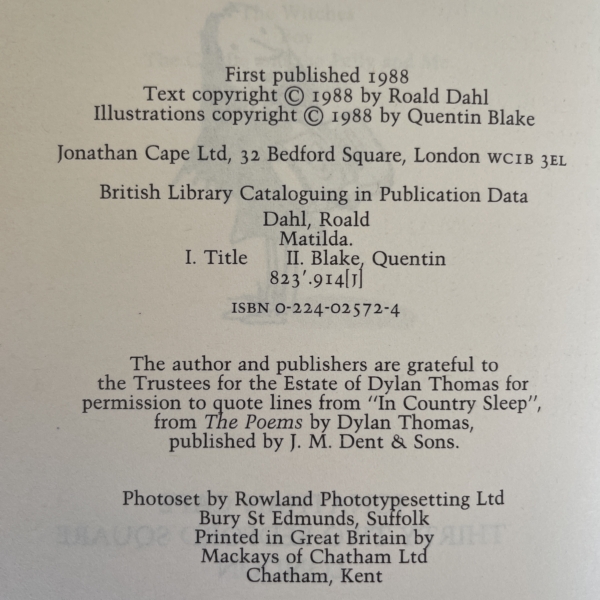 roald dahl matilda first edi 2