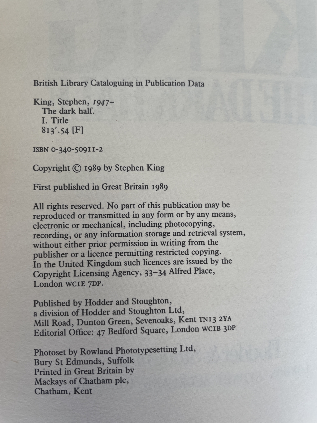 stephen king the dark half with film memo 2
