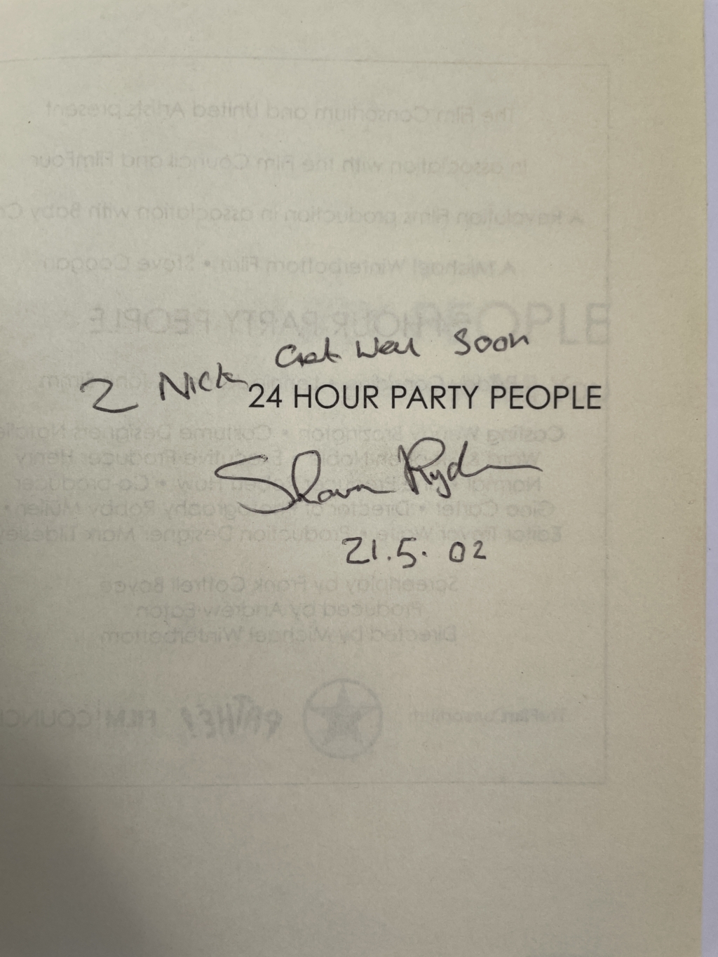tony wilson 24 hour party people shaun ryder signed2